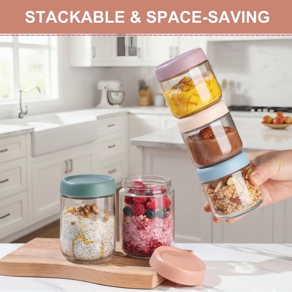 Colorful Glass Storage Jar Set of 6 - Picture 7 of 12